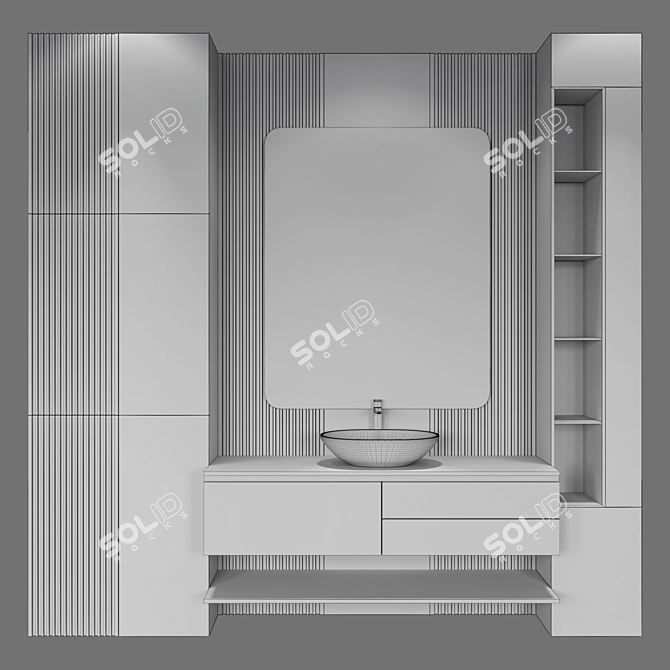 Modern Bathroom Furniture Set 3D model image 2