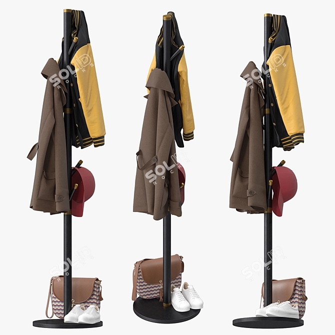 Chinese Style Coat Rack Stand 3D model image 1