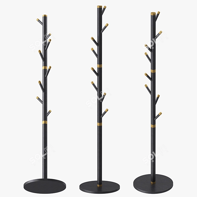 Chinese Style Coat Rack Stand 3D model image 2