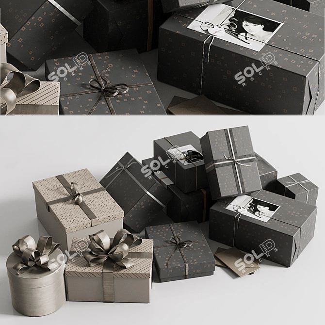 Christmas Gift Boxes 3D Model 3D model image 2