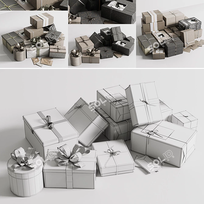 Christmas Gift Boxes 3D Model 3D model image 6