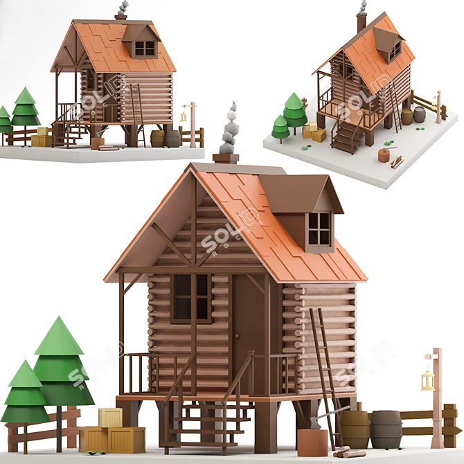 Title: Miniature Dollhouse Playset 3D model image 1