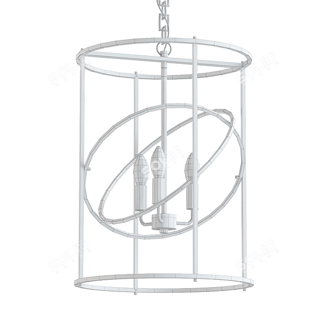 Sleek Black Gold Geometric Chandelier 3D model image 2