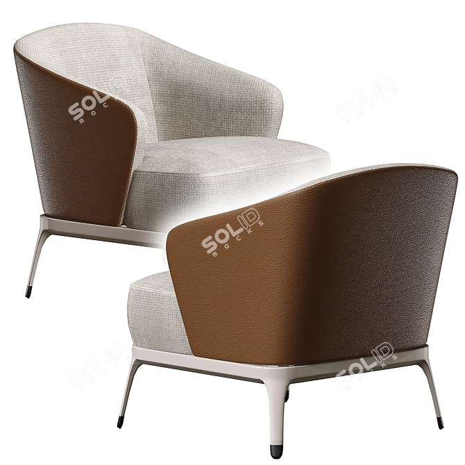 Luxury Leather Lounge Armchair 3D model image 2