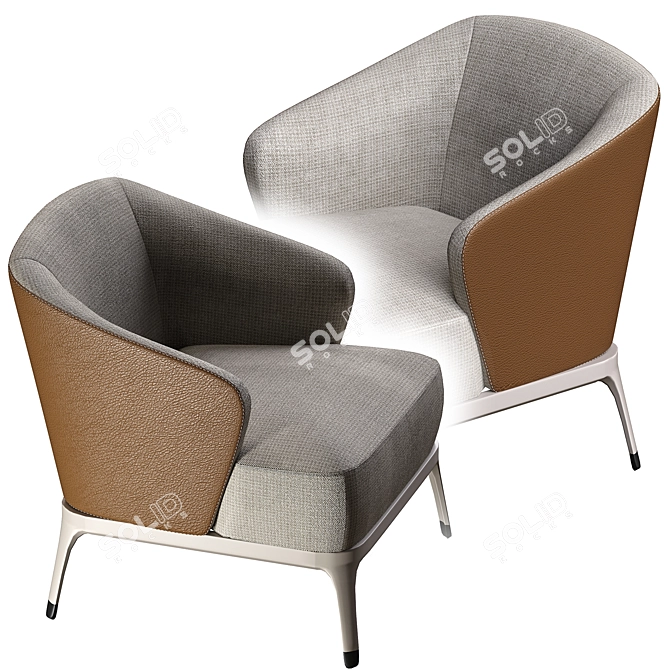 Luxury Leather Lounge Armchair 3D model image 3