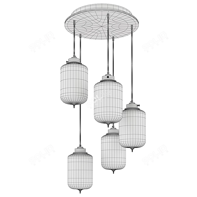 Modern Circular 5 Turret Chandelier 3D model image 2