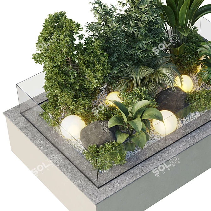 Glass-Encased Indoor Plant Model 3D model image 3