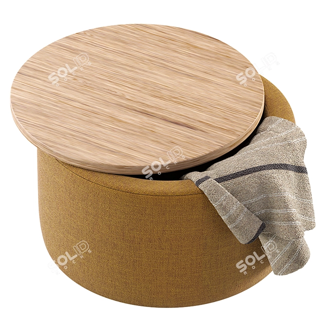 Elegant Blue Textile Pouffe Divan 3D model image 4