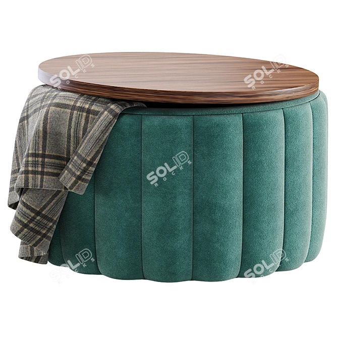 Elegant Blue Textile Pouffe Divan 3D model image 5