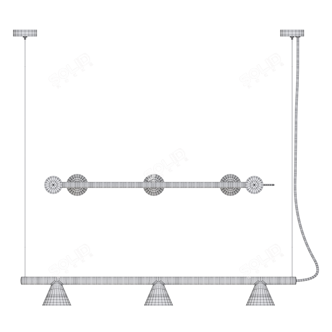 Sleek PROBE Pendant Rail Light 3D model image 3
