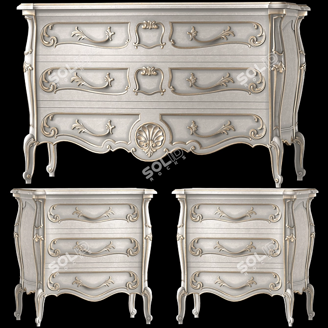 Craftcode 1988 Dresser & Nightstand 3D model image 1