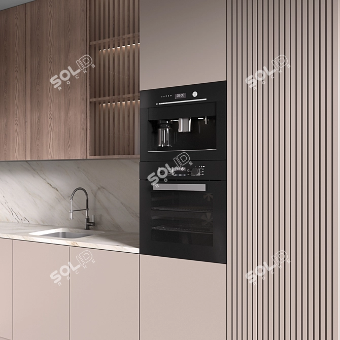 Modern Kitchen Set with Appliances 3D model image 2