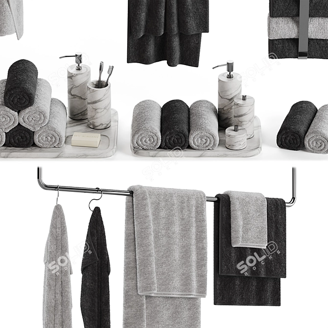 Bathroom Towel Set & Accessories 3D model image 3