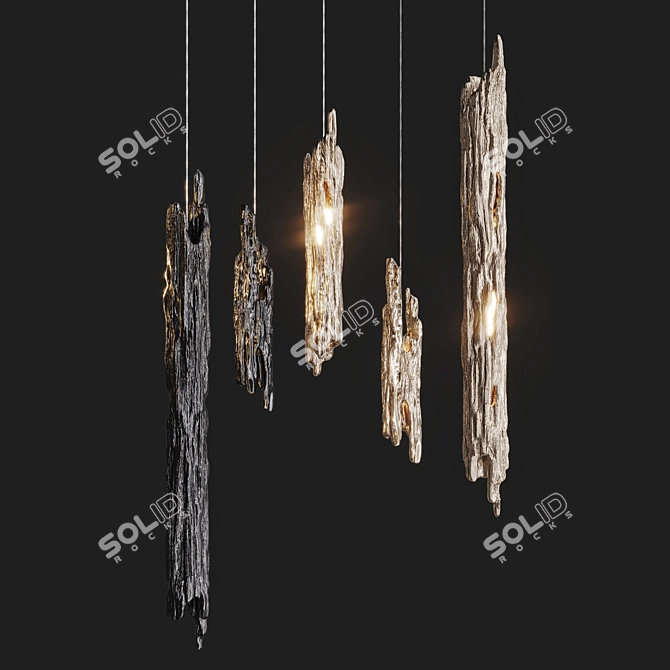 Teak Branch Pendant Lights 3D model image 4