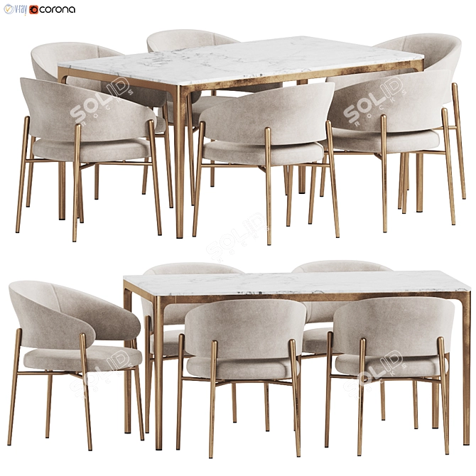  196 Canto Dining Set Upholstered 3D model image 1