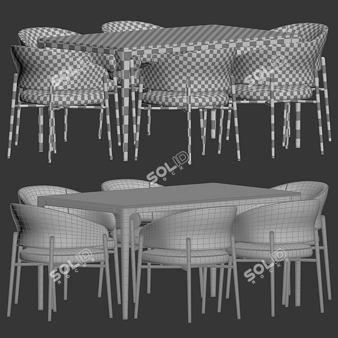  196 Canto Dining Set Upholstered 3D model image 2