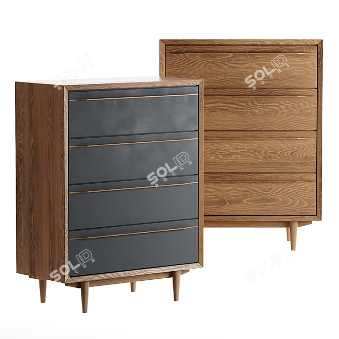 Bruni 4-Drawer Wood Dresser 3D model image 1