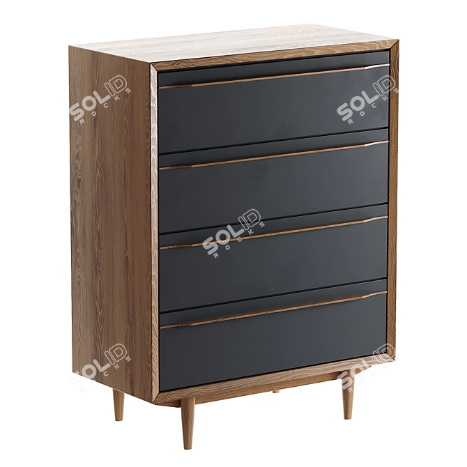 Bruni 4-Drawer Wood Dresser 3D model image 2