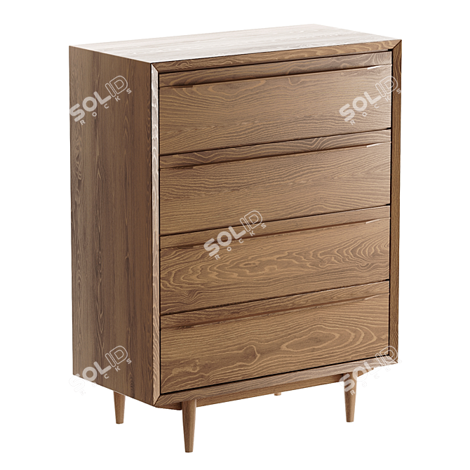 Bruni 4-Drawer Wood Dresser 3D model image 3