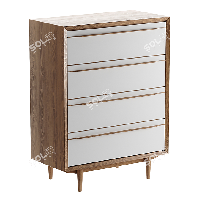 Bruni 4-Drawer Wood Dresser 3D model image 4