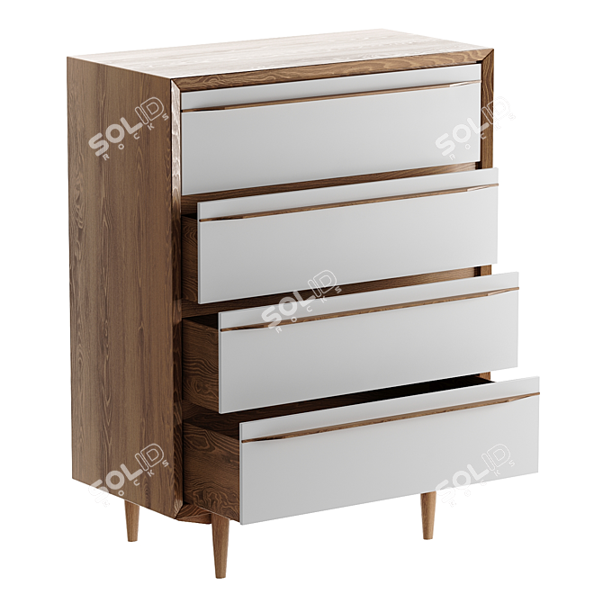 Bruni 4-Drawer Wood Dresser 3D model image 5