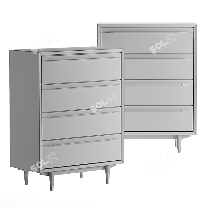 Bruni 4-Drawer Wood Dresser 3D model image 6