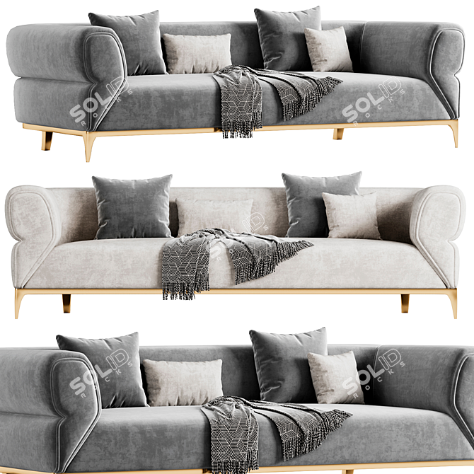 Elegant Nuez Sofa Set 3D model image 1
