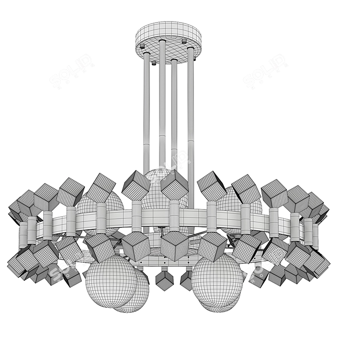 Glamour Crystal Chandelier Light Fixture 3D model image 2