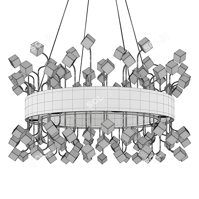 Color Crystal Chandelier: Luxury Lighting 3D model image 2