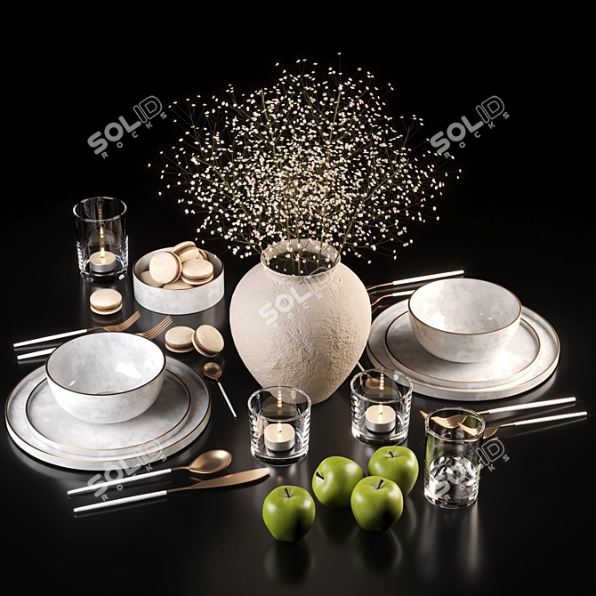 Elegant Dining Tableware Set 3D model image 1