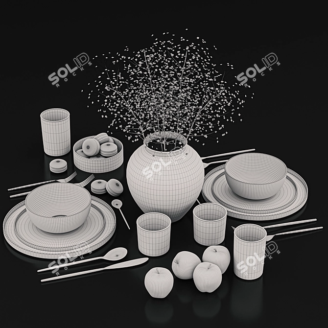 Elegant Dining Tableware Set 3D model image 3