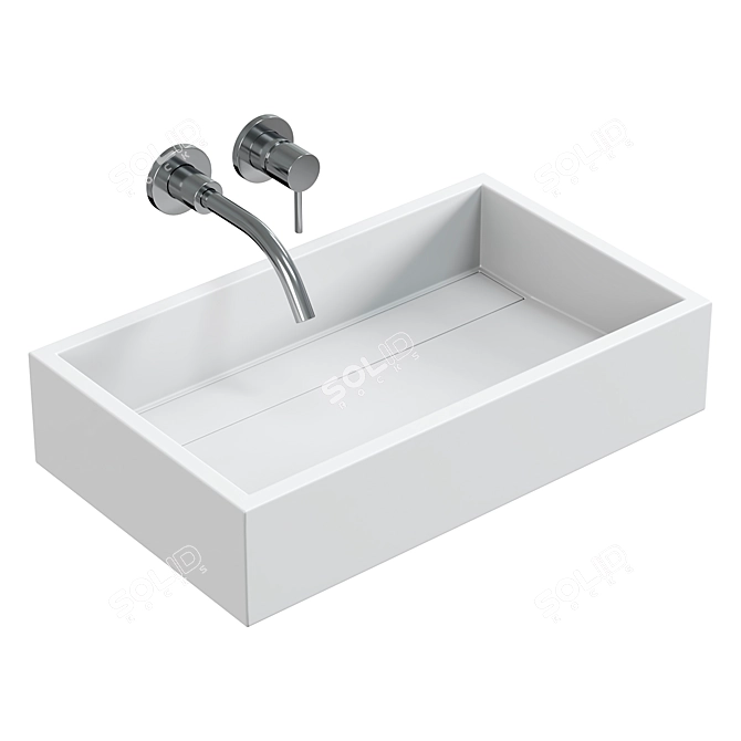 Minimalist Cube Stone Basins 3D model image 2