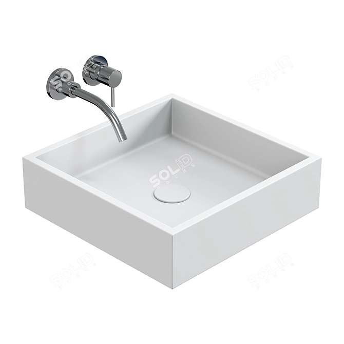 Minimalist Cube Stone Basins 3D model image 3