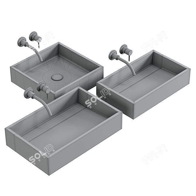 Minimalist Cube Stone Basins 3D model image 4