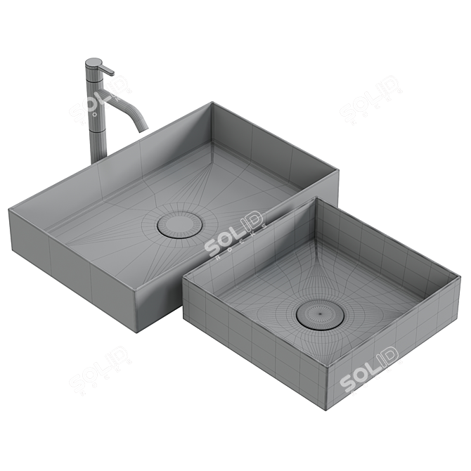  Zinnia Solid Surface Washbasin 3D model image 3