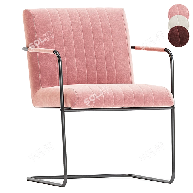 Elegant Stitched Armchair Design 3D model image 2