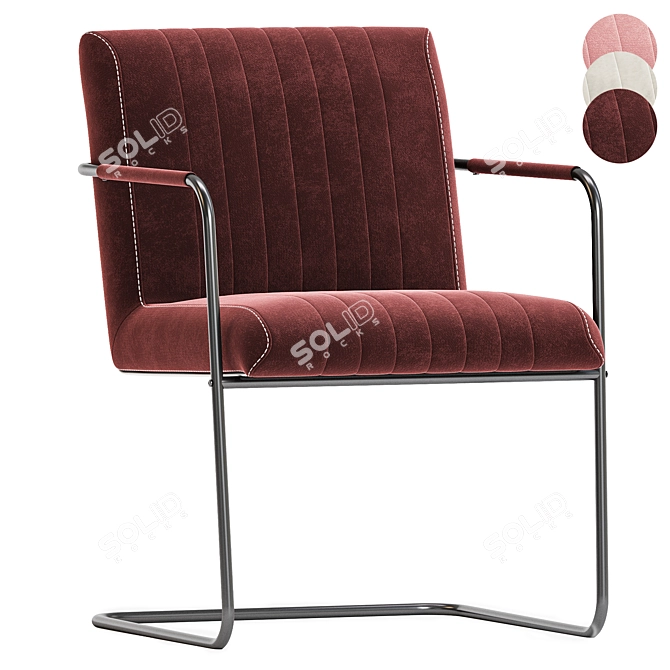 Elegant Stitched Armchair Design 3D model image 3