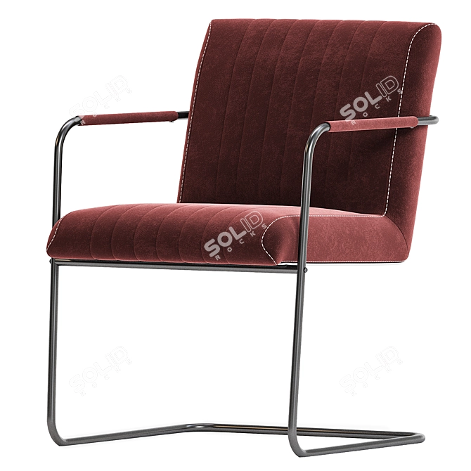 Elegant Stitched Armchair Design 3D model image 4
