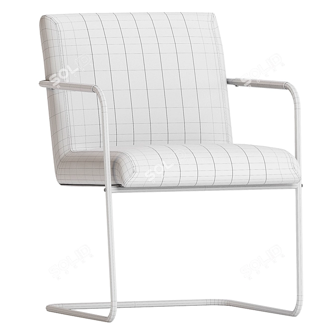 Elegant Stitched Armchair Design 3D model image 6