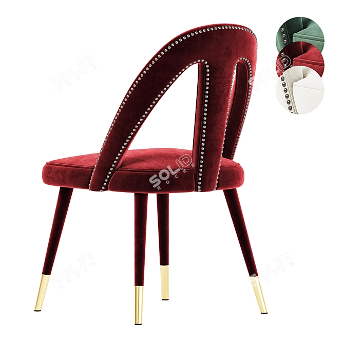 Modern Forest Green Side Chair 3D model image 5