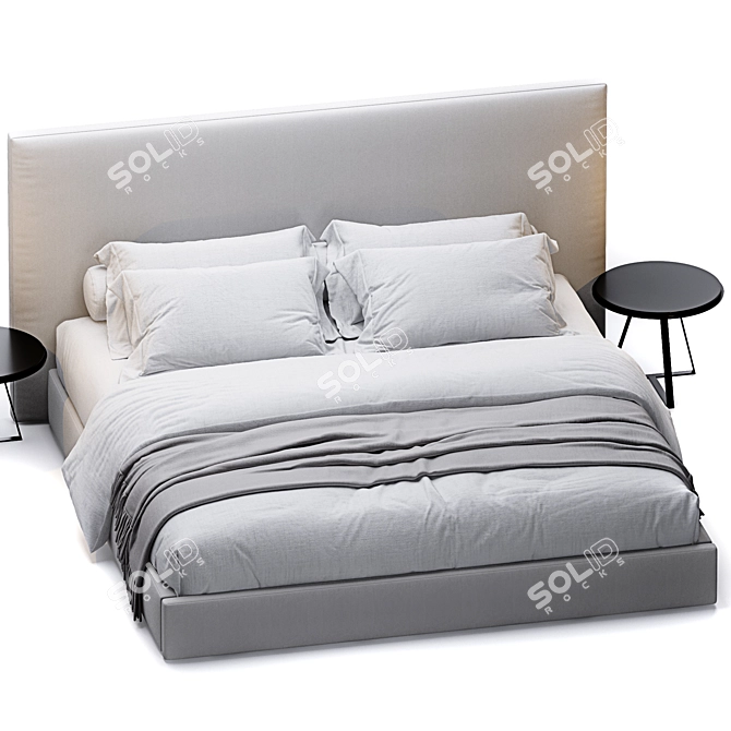 Sullivan Fabric Platform Bed 3D model image 2