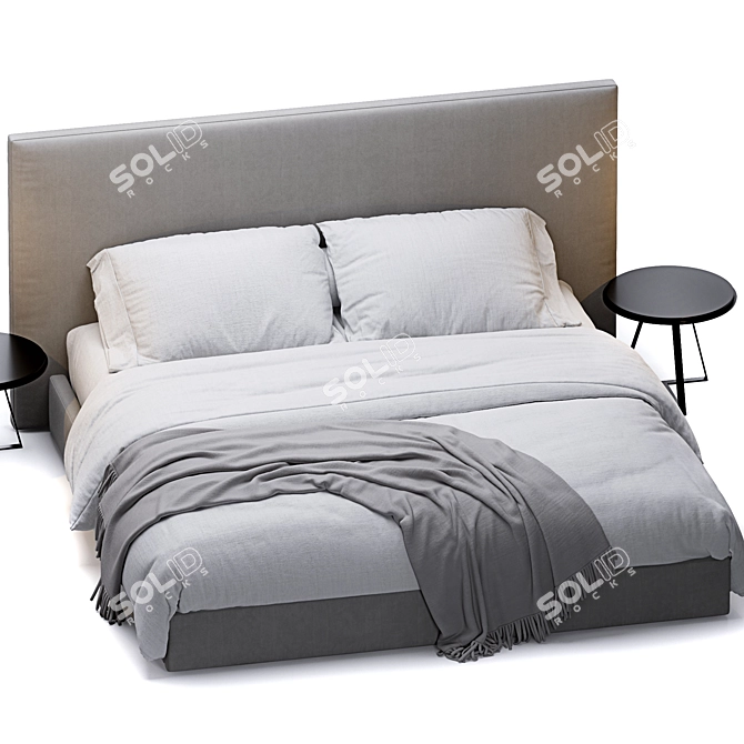 Sullivan Fabric Platform Bed 3D model image 4