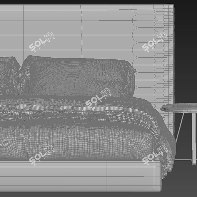 Sullivan Fabric Platform Bed 3D model image 6