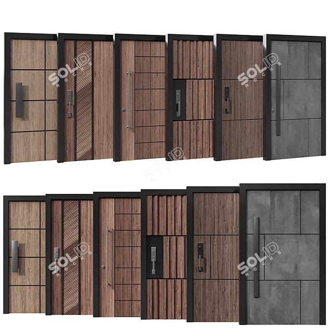 Versatile Entrance Door Collection 3D model image 2