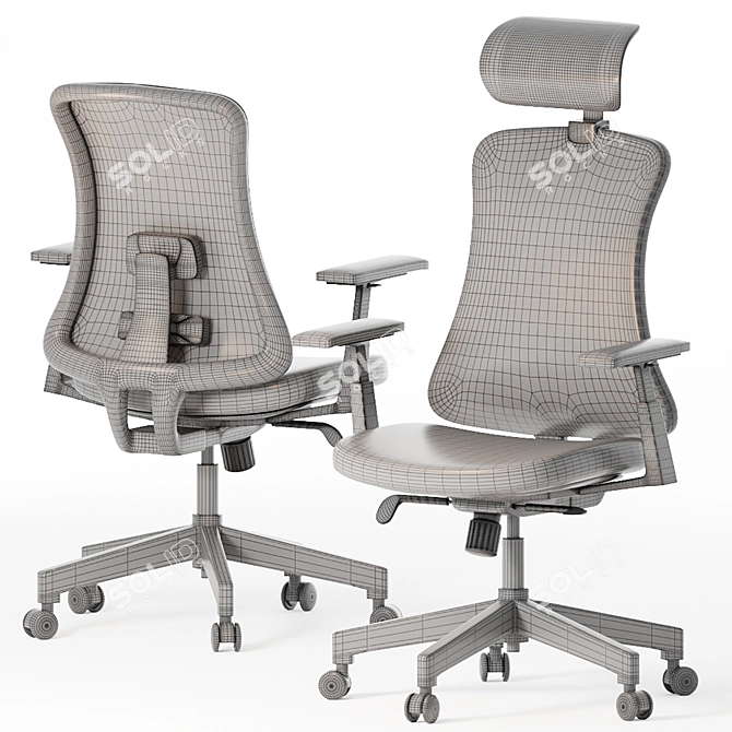 ErgoTech Metal Office Chairs 3D model image 5