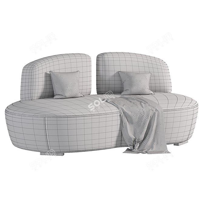 Contemporary 2-Seater Fabric Sofa 3D model image 2