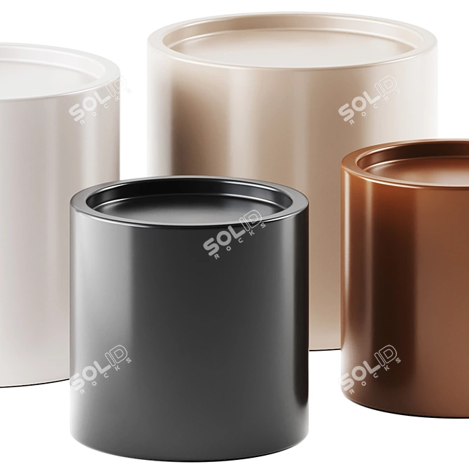 Sleek Round Side Table Set 3D model image 3