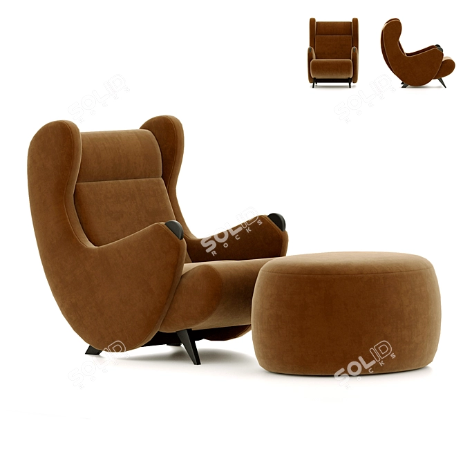 Luxury Cadillac Armchair with Pouf 3D model image 1