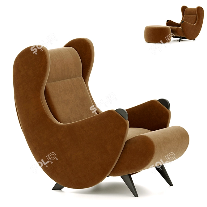 Luxury Cadillac Armchair with Pouf 3D model image 7