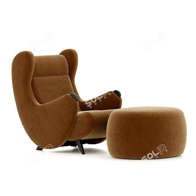 Luxury Cadillac Armchair with Pouf 3D model image 8